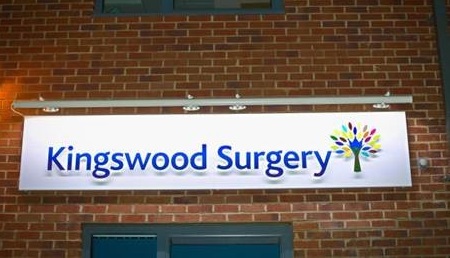 Kingswood Surgery sign on the outside of the building